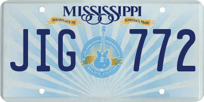 MS license plate JIG772