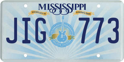 MS license plate JIG773