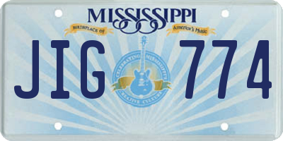 MS license plate JIG774
