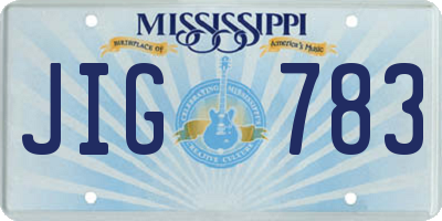 MS license plate JIG783