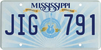 MS license plate JIG791