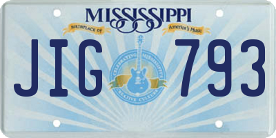 MS license plate JIG793