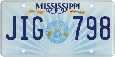 MS license plate JIG798