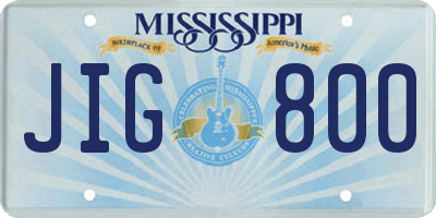 MS license plate JIG800