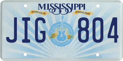 MS license plate JIG804