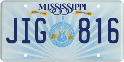 MS license plate JIG816