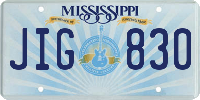 MS license plate JIG830