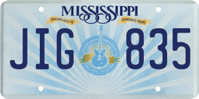 MS license plate JIG835