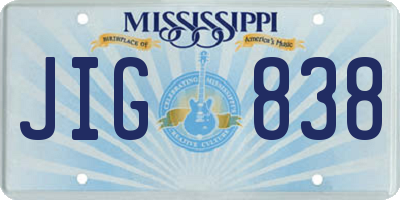 MS license plate JIG838