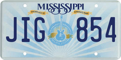 MS license plate JIG854