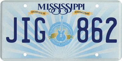 MS license plate JIG862