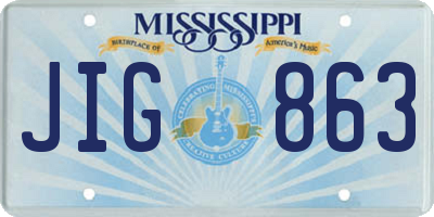 MS license plate JIG863