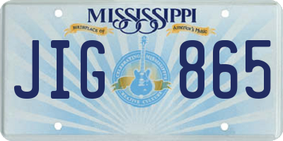 MS license plate JIG865
