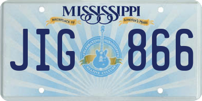 MS license plate JIG866