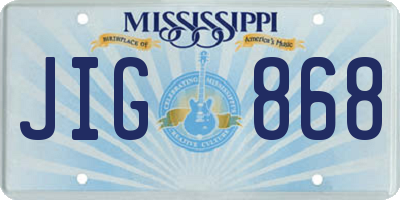 MS license plate JIG868
