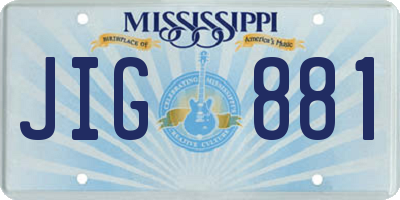 MS license plate JIG881