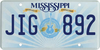 MS license plate JIG892