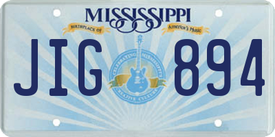 MS license plate JIG894