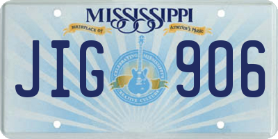 MS license plate JIG906