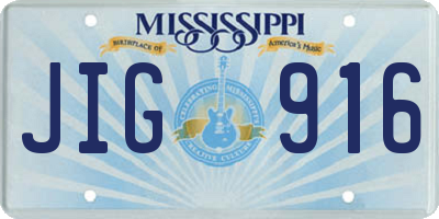 MS license plate JIG916