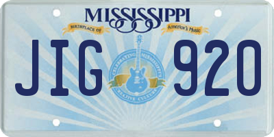 MS license plate JIG920