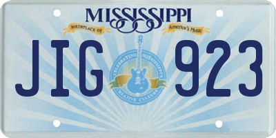 MS license plate JIG923