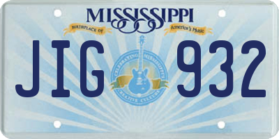 MS license plate JIG932