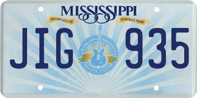 MS license plate JIG935