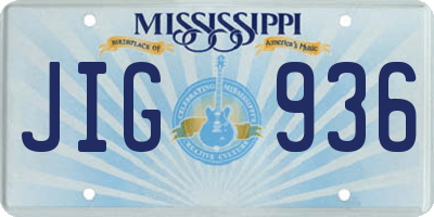MS license plate JIG936