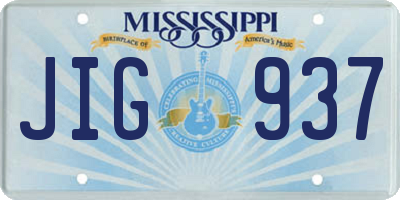 MS license plate JIG937