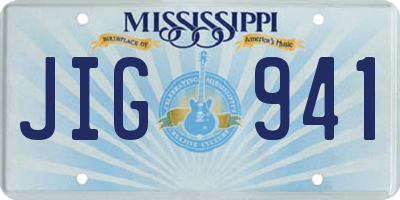 MS license plate JIG941