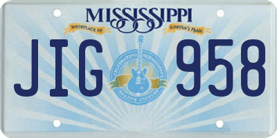 MS license plate JIG958