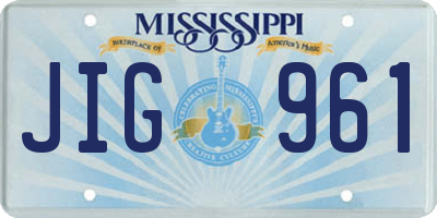 MS license plate JIG961