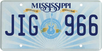 MS license plate JIG966