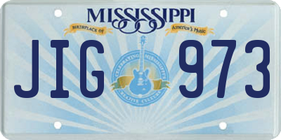 MS license plate JIG973