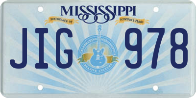 MS license plate JIG978