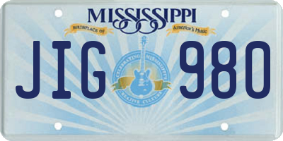 MS license plate JIG980