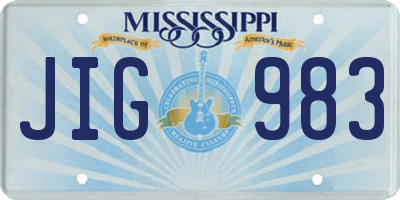 MS license plate JIG983
