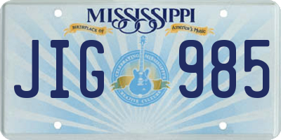 MS license plate JIG985