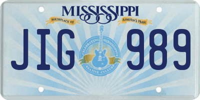 MS license plate JIG989