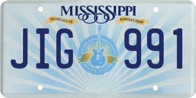 MS license plate JIG991