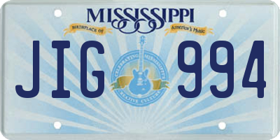 MS license plate JIG994