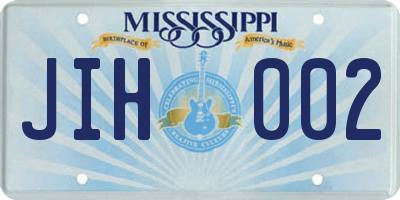 MS license plate JIH002