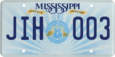 MS license plate JIH003