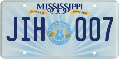MS license plate JIH007