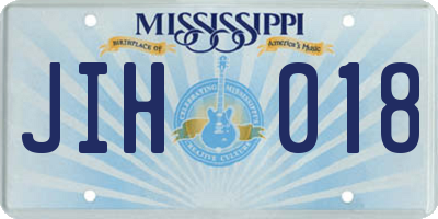 MS license plate JIH018