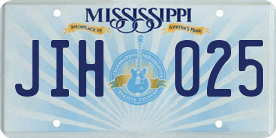 MS license plate JIH025
