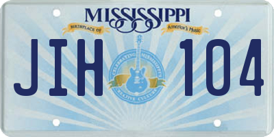 MS license plate JIH104