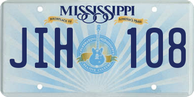 MS license plate JIH108