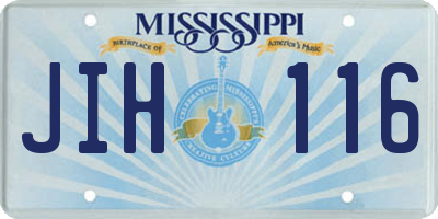 MS license plate JIH116